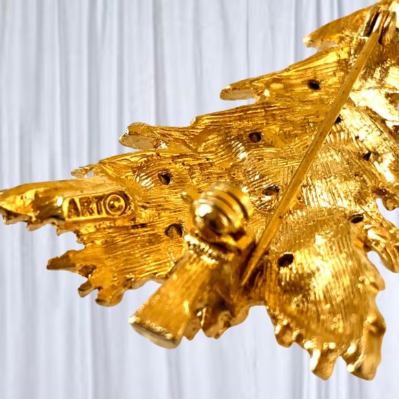 ART Arthur Pepper Vintage Christmas Tree Brooch Pin Gold Tone Rhinestones Signed - Picture 10 of 10